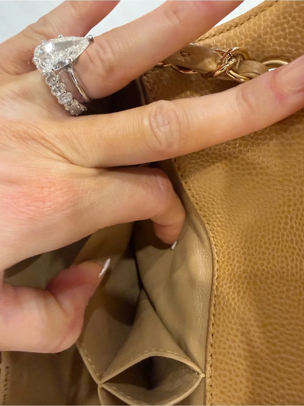 CHANEL Quilted Shoulder Bag in Camel Tan with Gold Hardware